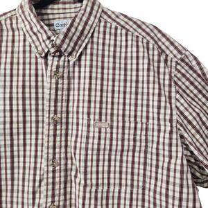 Carhart Plaid short sleeve button down dress shirt Mens XLT 100% Cotton